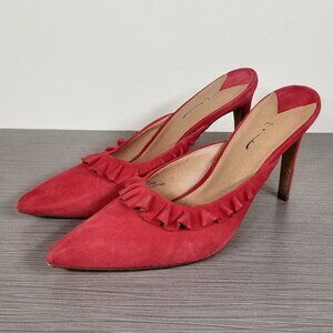 Leith Perry Slip-on Mule, Red Suede, Womens Size 8 M